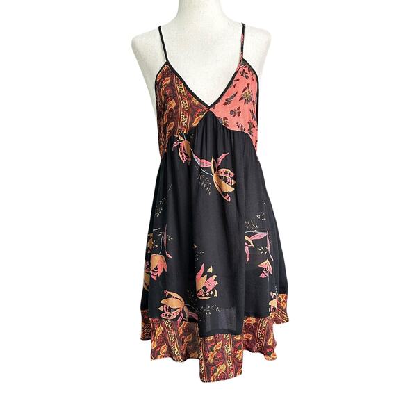 Free People Black/Multicolor All Mixed Up Slip Dress Women's Size XS | 42-43-2 - Picture 1 of 7
